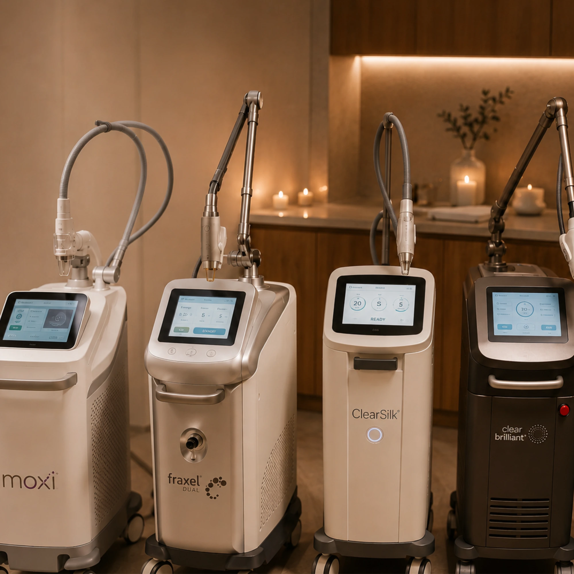 Non-ablative laser technologies used for skin rejuvenation, including MOXI®, Fraxel®, ClearSilk® and Clear + Brilliant®, at Victoria Park Medispa.